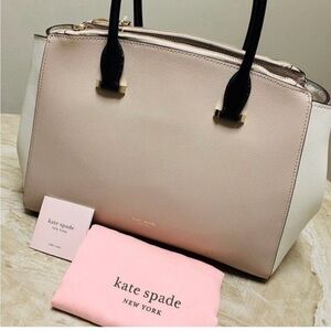 Kate Spade Sydney Large Double Zip Satchel Neutral Leather Bag